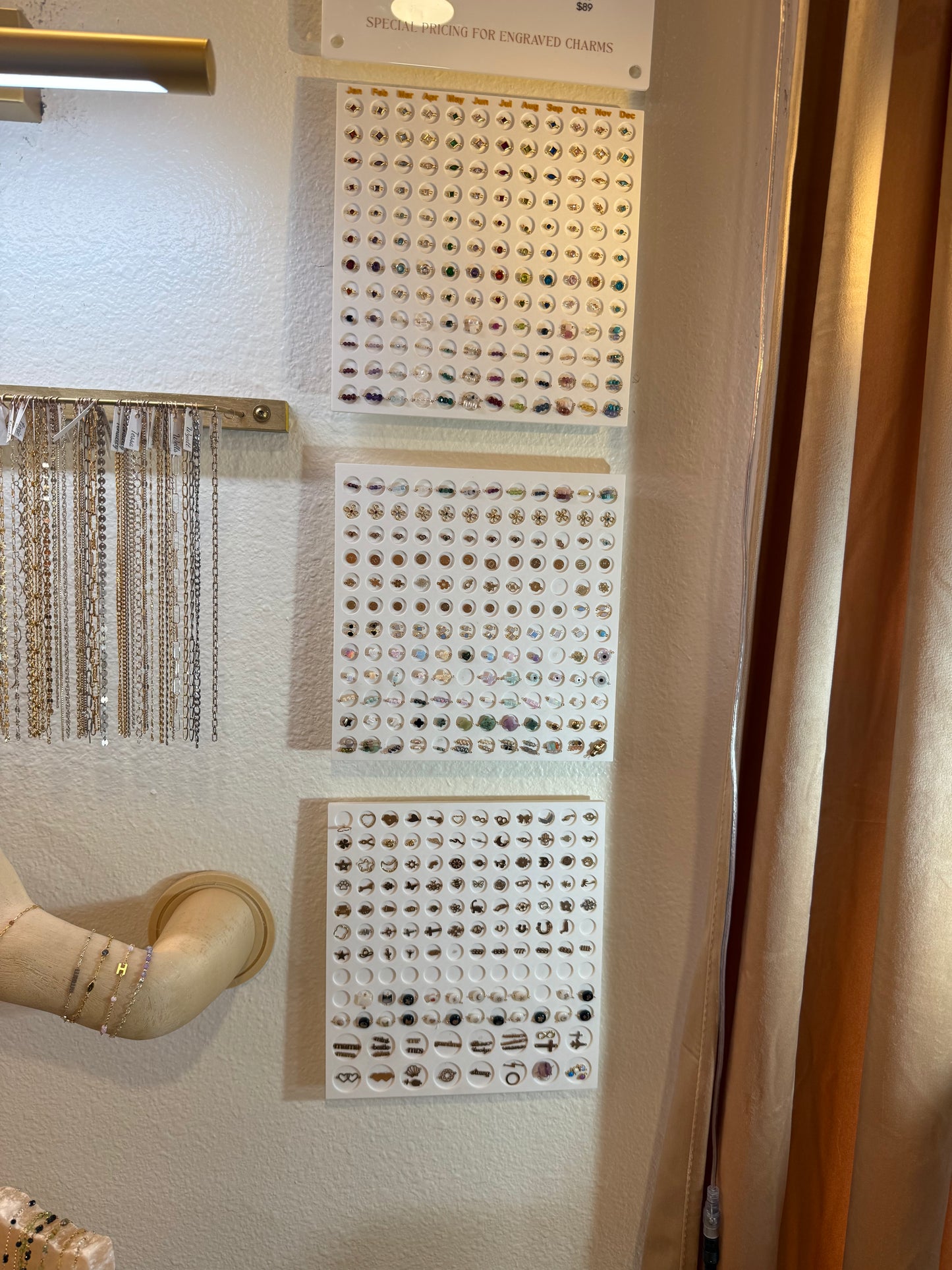 Connector and Charm Permanent Jewelry Display