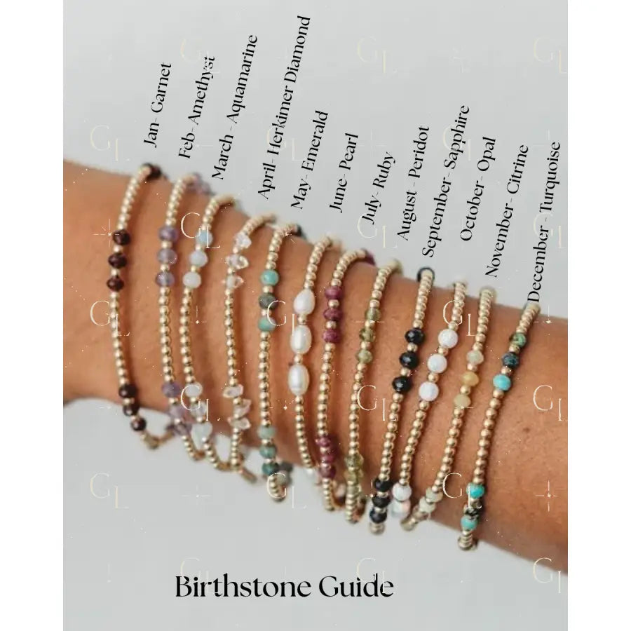 Charlotte BIRTHSTONE 14k Gold Fill and Sterling Silver Beaded Bracelet