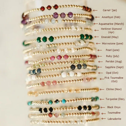 Charlotte Bracelet - WHOLESALE COLLECTION PACK - 14k Gold Fill / 12 bracelets - one of each birthstone