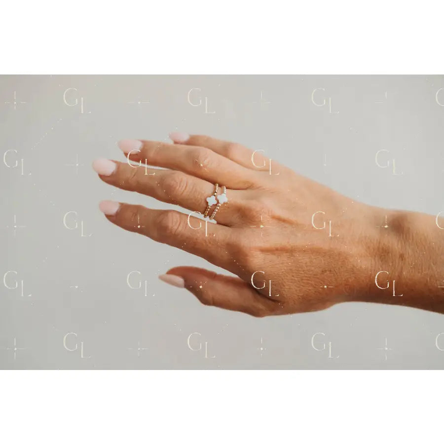Clover Beaded Ring 14k Gold Fill + Sterling Silver - SINGLE FINGER RING