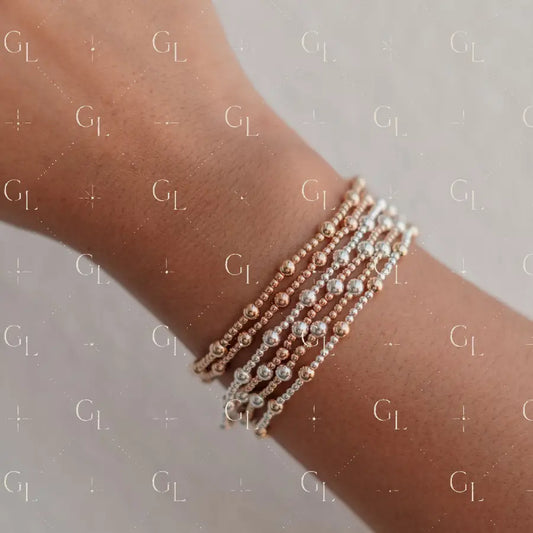 Crew - Mixed Metal Gold Fill Beaded Bracelet - 6.25 inches / Gold