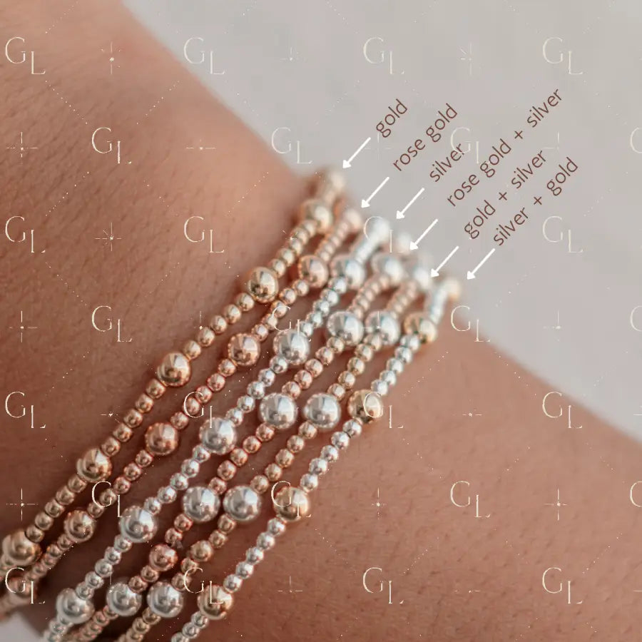 Crew - Mixed Metal Gold Fill Beaded Bracelet - 6.5 inches / Gold