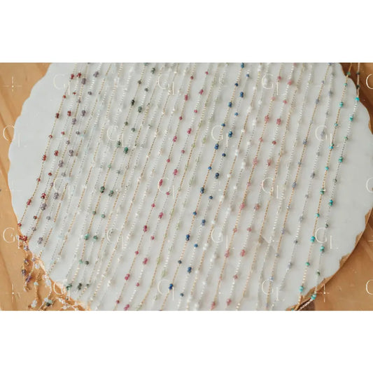 Double Single Gemstone Birthstone Permanent Jewelry Chain (3 feet) PREORDER