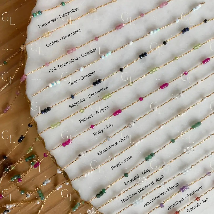 Double Single Gemstone Birthstone Permanent Jewelry Chain (3 feet) PREORDER