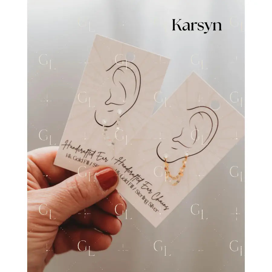 Ear Chains- 14k Gold Fill or Sterling Silver - Lucy Grace- GOLD- PEARL (EAR-07)
