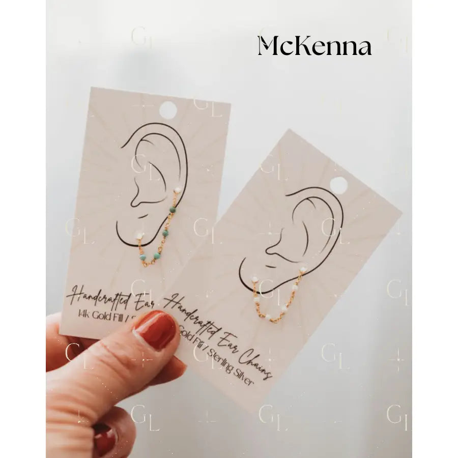 Ear Chains- 14k Gold Fill or Sterling Silver - Lucy Grace - GOLD - TURQUOISE (EAR-09)