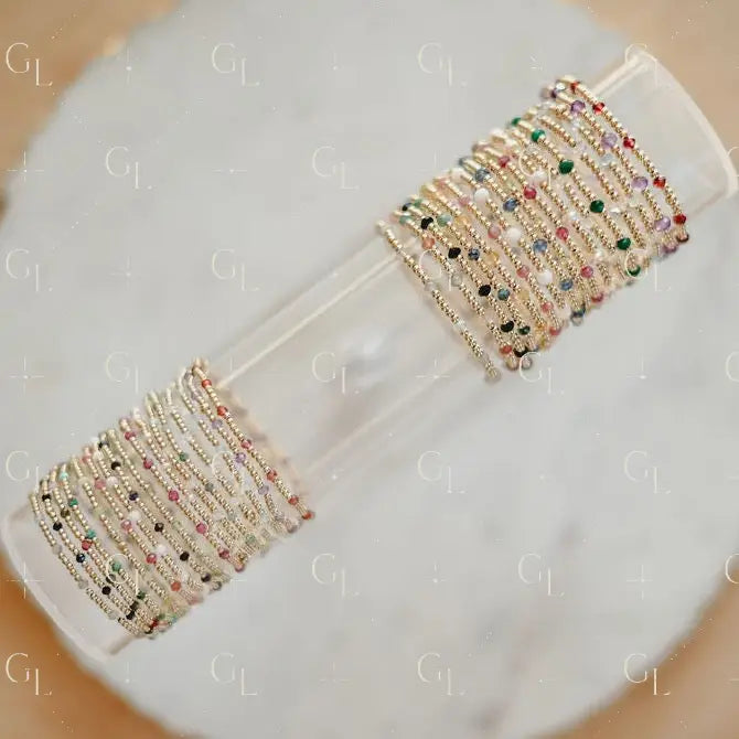 Ellis Birthstone 14k Gold Fill + Sterling Silver Beaded Bracelet