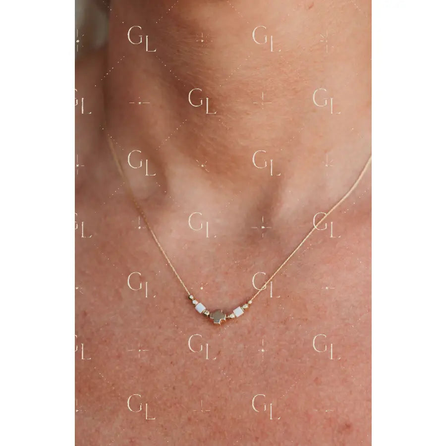 Faith Necklace- 14k Gold Fill/ Sterling Silver - Opalite Collection