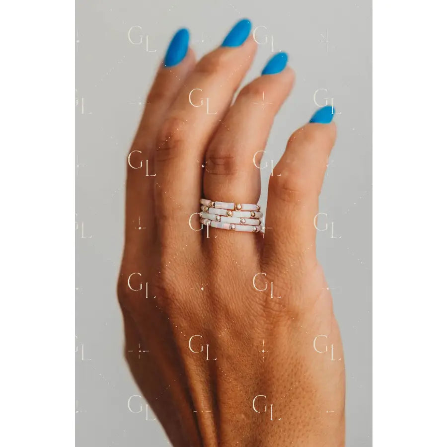 Freya Opalite Beaded Ring 14k Gold Fill + Sterling Silver - SINGLE FINGER RING