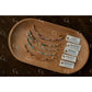 Set of beaded bracelets on a wooden tray with corresponding labels