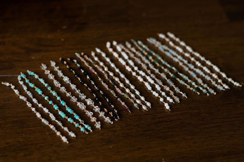 Set of hair accessories on a wooden surface