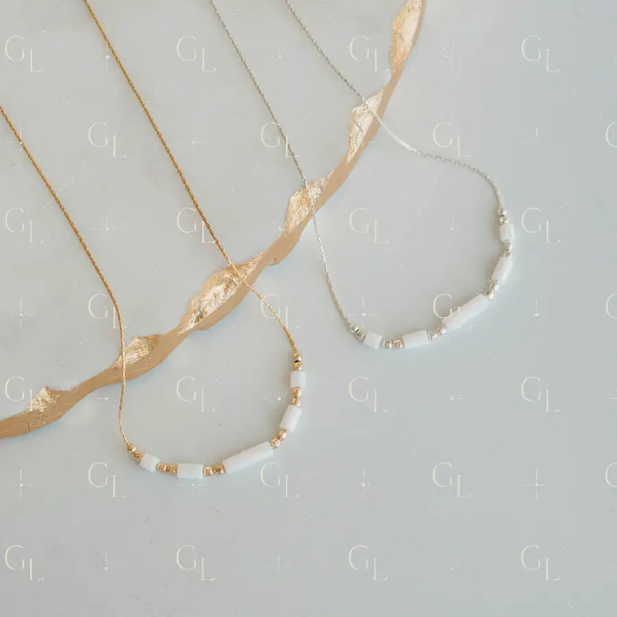 Golden Hour Necklace- 14k Gold Fill/ Sterling Silver - Opalite Collection