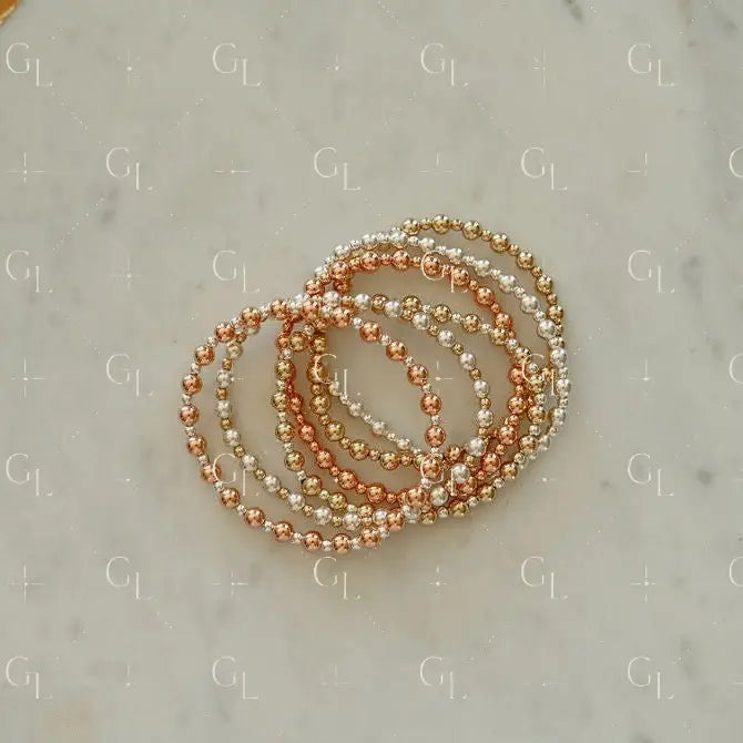 Hallie - Mixed Metal Gold Fill + Sterling Silver Beaded Bracelet