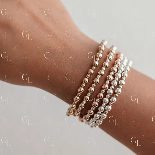 Hallie - Mixed Metal Gold Fill + Sterling Silver Beaded Bracelet