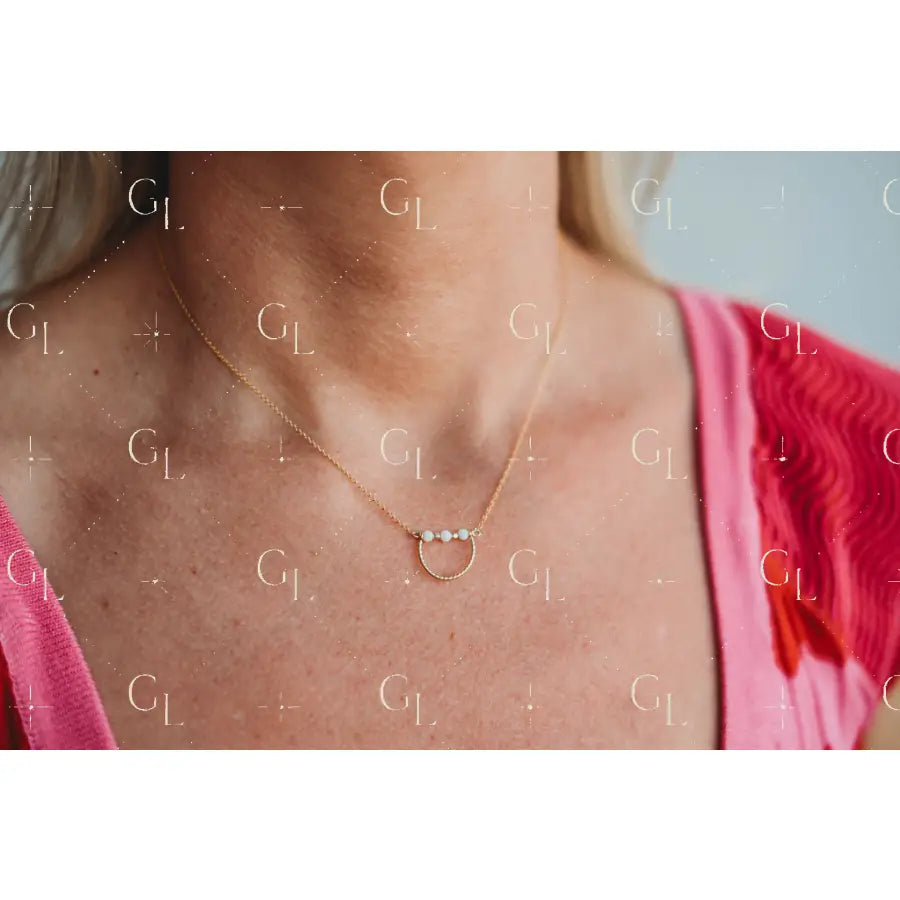 Halo Necklace- 14k Gold Fill/ Sterling Silver - Opalite Collection