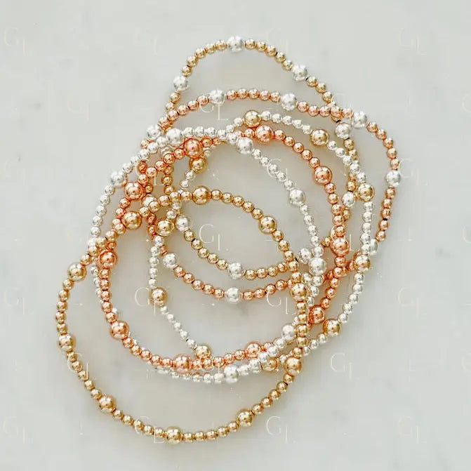 Hayes - Mixed Metal Gold Fill Beaded Bracelet