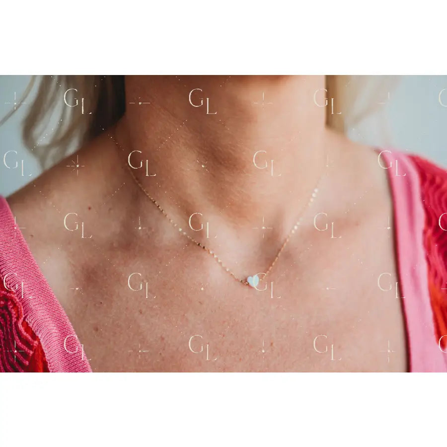 I Heart U Necklace- 14k Gold Fill/ Sterling Silver - Opalite Collection