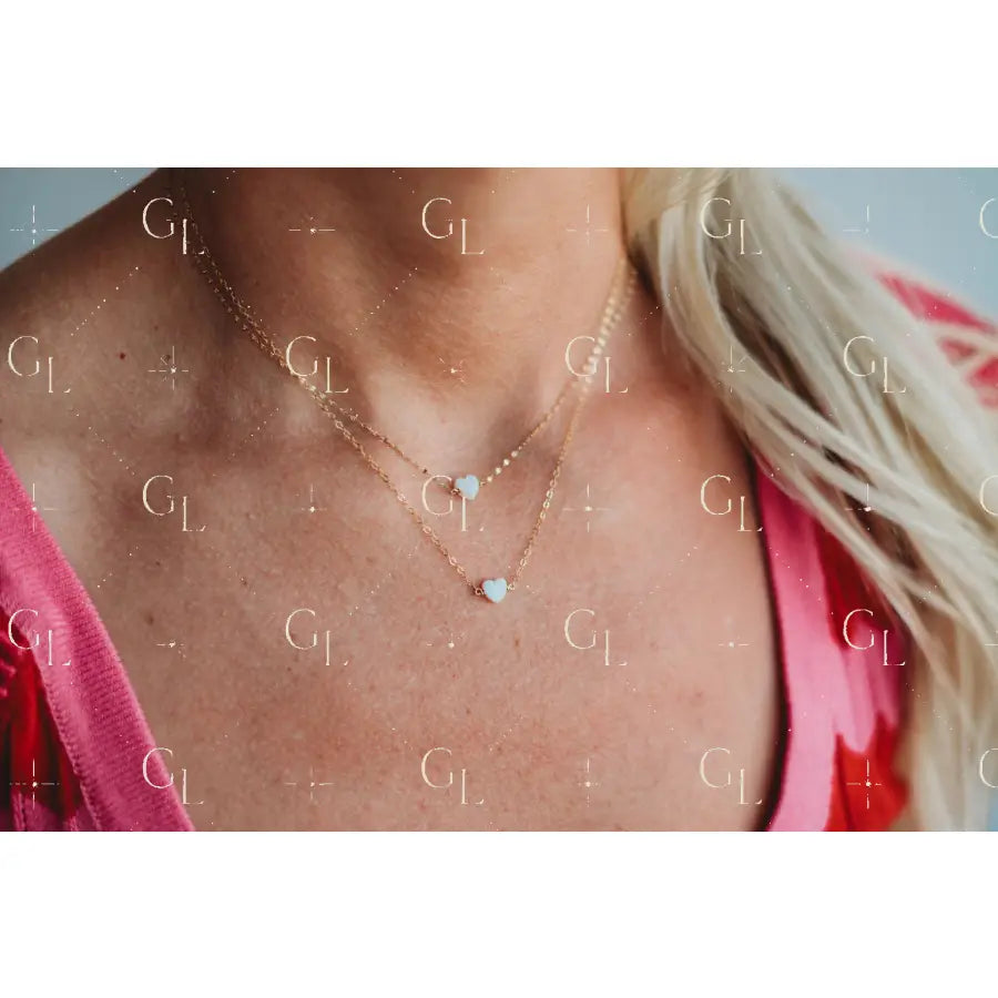 I Heart U Necklace- 14k Gold Fill/ Sterling Silver - Opalite Collection