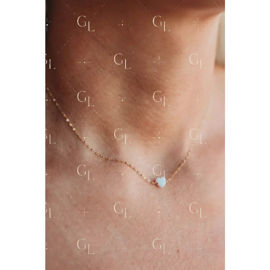 I Heart U Necklace- 14k Gold Fill/ Sterling Silver - Opalite Collection