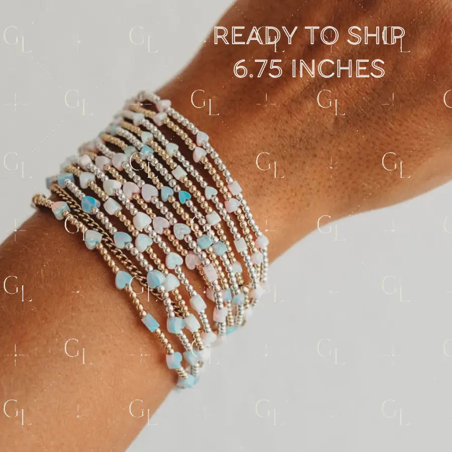 Lil Hearts Opal Gold Fill and Sterling Silver Bracelet READY TO SHIP