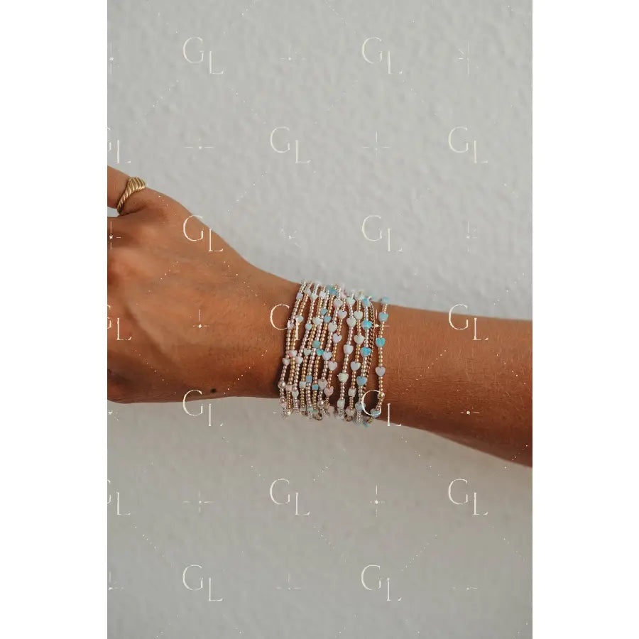 Lil Hearts Opal Gold Fill and Sterling Silver Bracelet READY TO SHIP