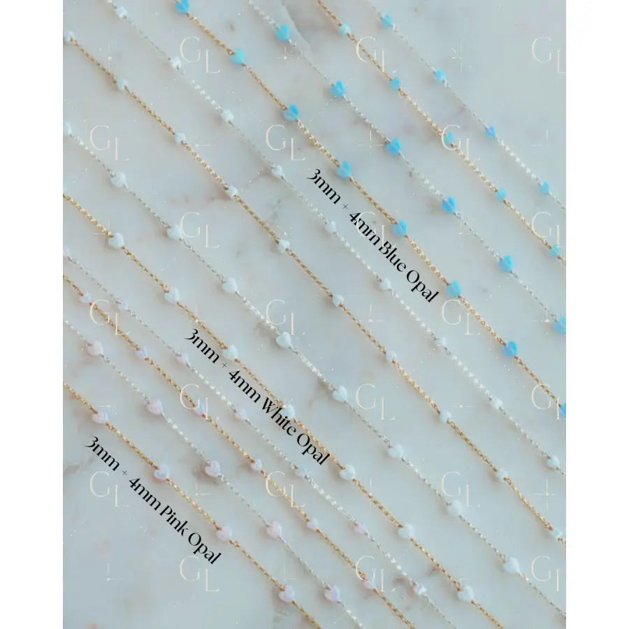 Lil Hearts Opal Permanent Jewelry Chain- READY TO SHIP/ PREORDER (3 feet)
