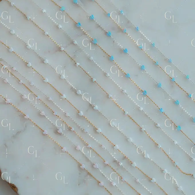 Lil Hearts Opal Permanent Jewelry Chain- READY TO SHIP/ PREORDER (3 feet)