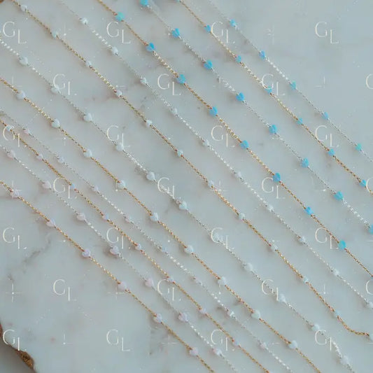 Lil Hearts Opal Permanent Jewelry Chain- READY TO SHIP/ PREORDER (3 feet)