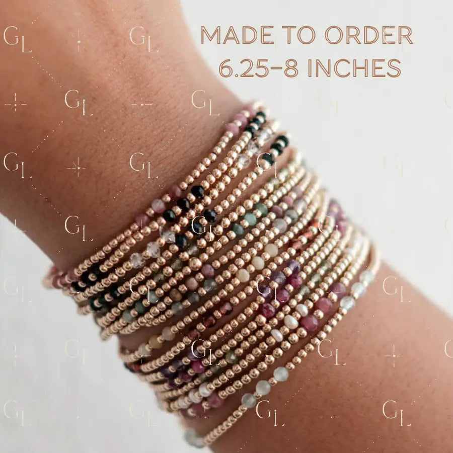 Marley Birthstone 14k Gold Fill and Sterling Silver Beaded Bracelet