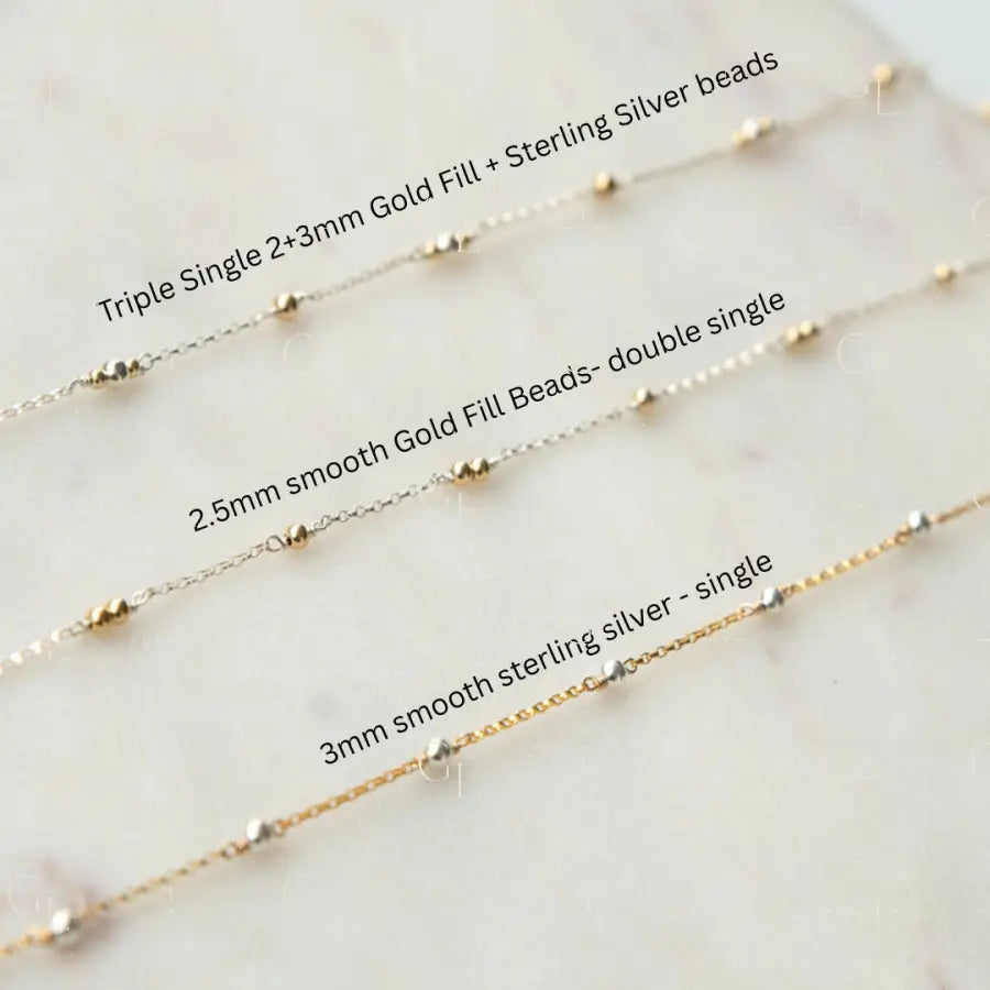 Mixed Metal Smooth Gold Fill + Sterling Silver Beaded Permanent Jewelry Chain READY TO SHIP