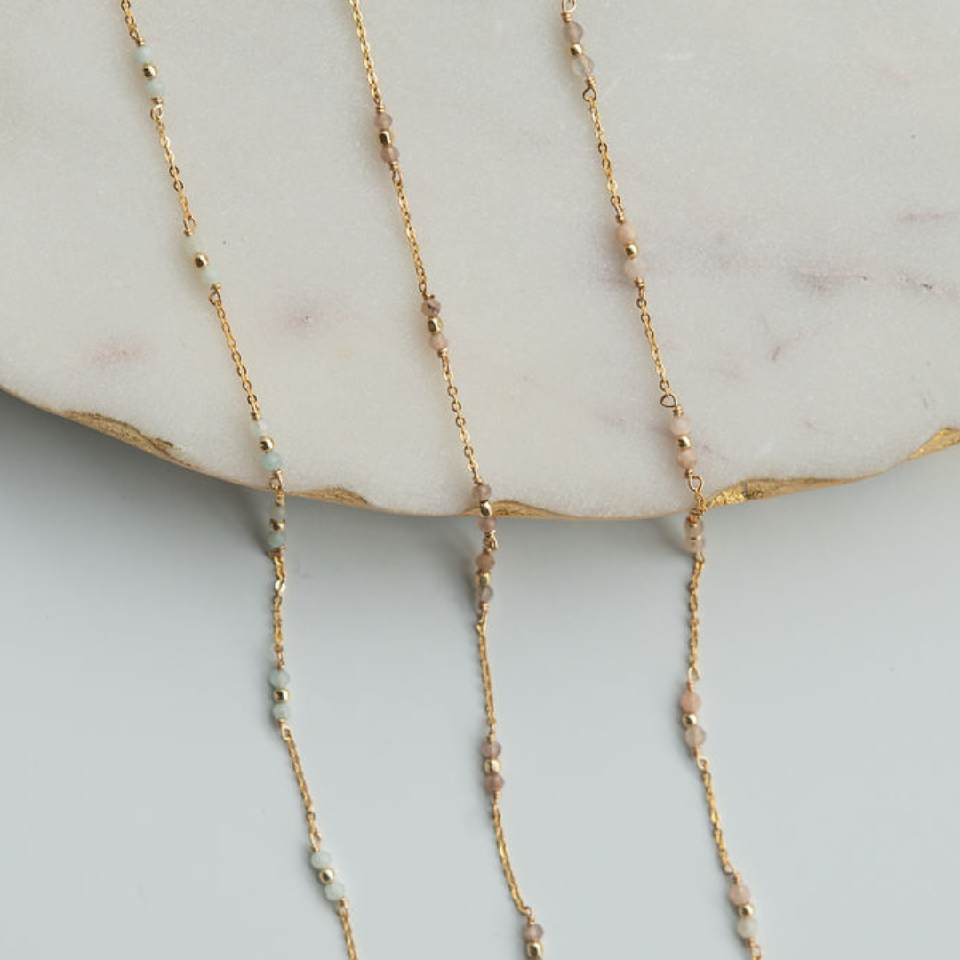 gold fill chain handmade moonstone
