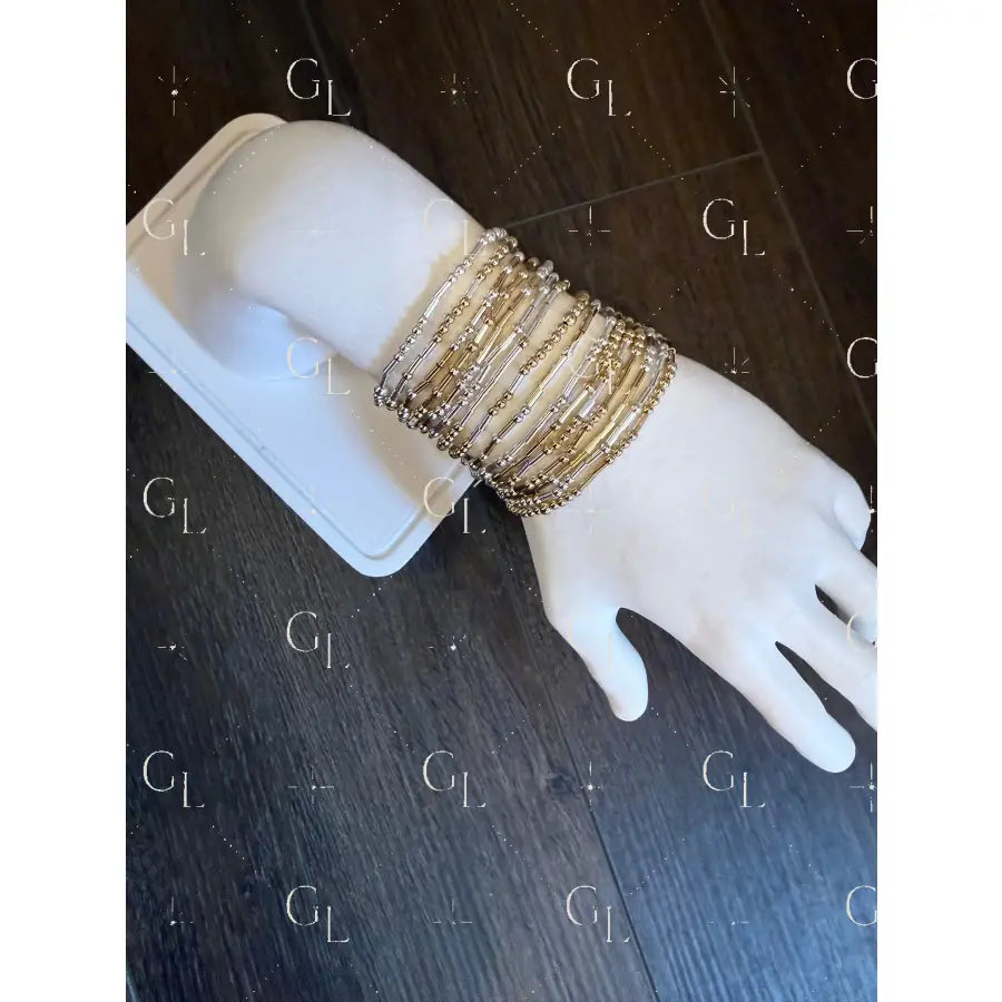 Morse Code 14k Gold Fill and Sterling Silver Bracelet - Large