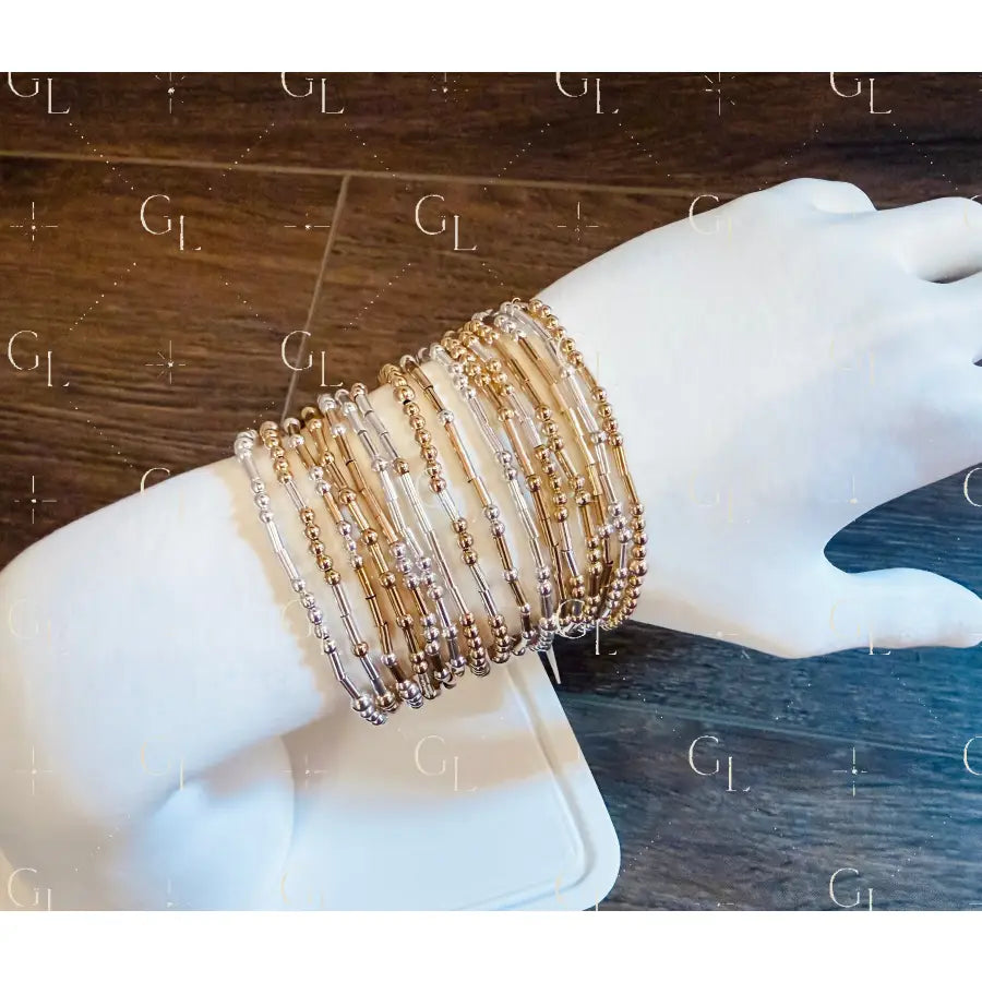 Morse Code 14k Gold Fill and Sterling Silver Bracelet - Large