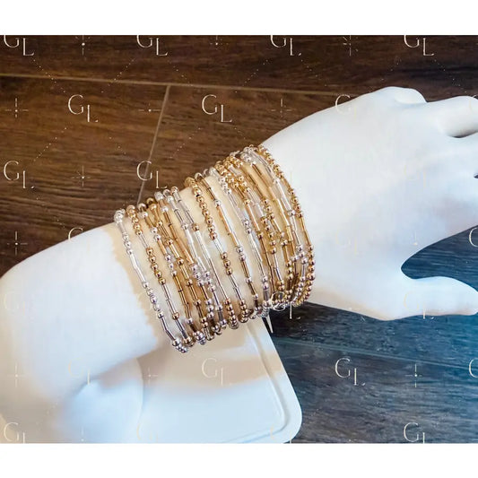 Morse Code 14k Gold Fill and Sterling Silver Bracelet - Large