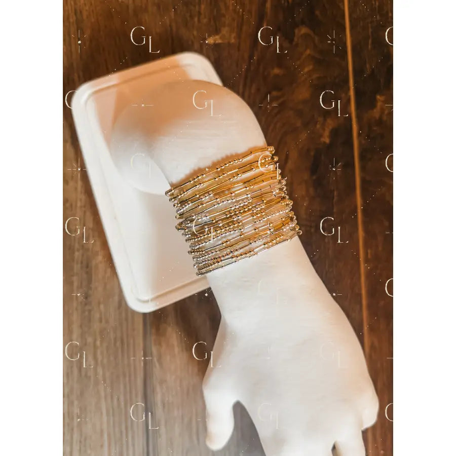 Morse Code 14k Gold Fill and Sterling Silver Bracelet - Small