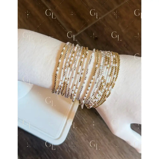 Morse Code Opalite Gemstone 14k Gold Fill Sterling Silver or Stainless Steel Bracelet