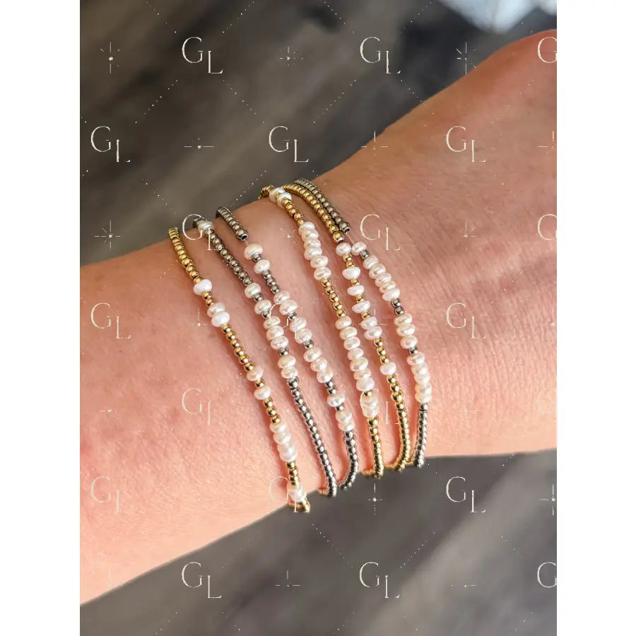 Morse Code Pearl Gemstone 14k Gold Fill Sterling Silver or Stainless Steel Bracelet