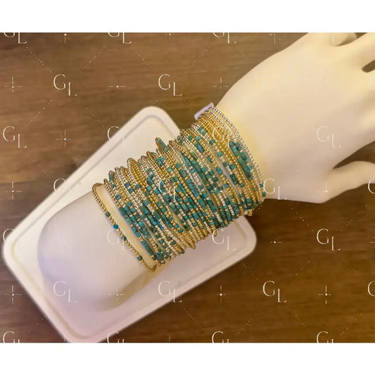 Morse Code Turquoise Gemstone 14k Gold Fill Sterling Silver or Stainless Steel Bracelet