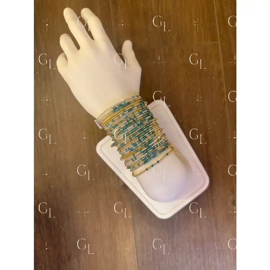 Morse Code Turquoise Gemstone 14k Gold Fill Sterling Silver or Stainless Steel Bracelet