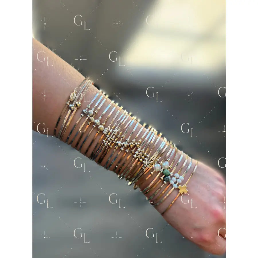 NEW! Beaded Permanent Jewelry Bangle - 14k Gold Fill Sterling Silver Mixed Metal
