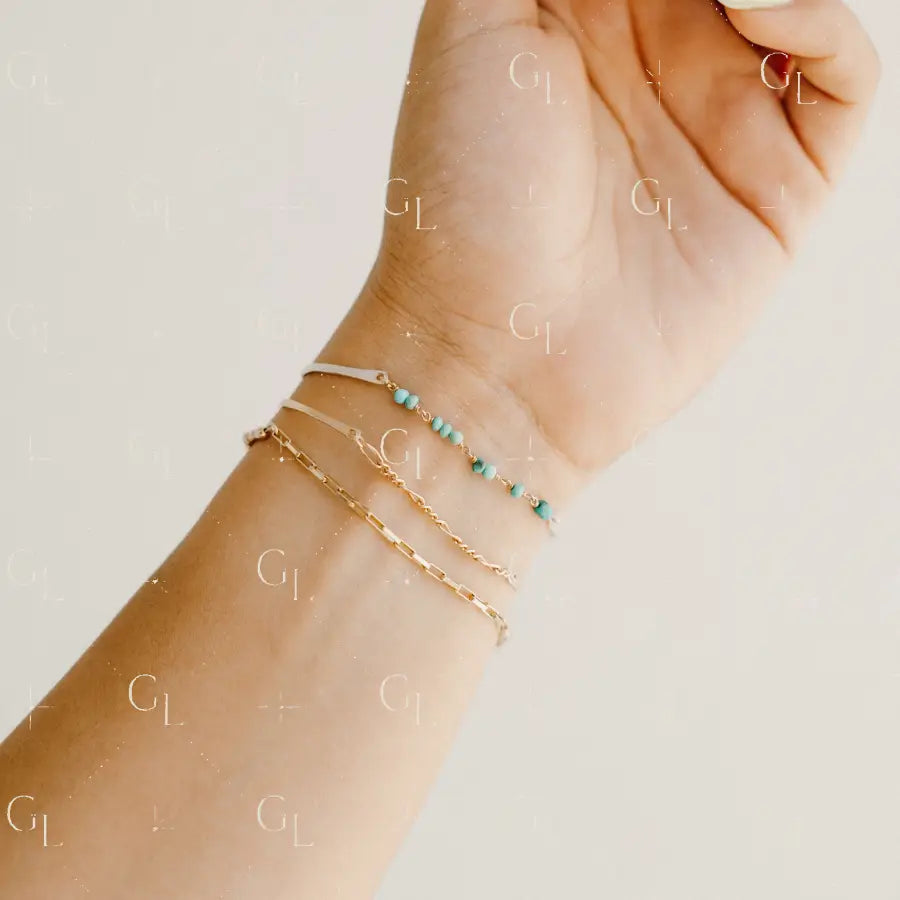 NEW! Beaded Permanent Jewelry Bangle - 14k Gold Fill Sterling Silver Mixed Metal