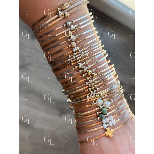 NEW! Beaded Permanent Jewelry Bangle - 14k Gold Fill Sterling Silver Mixed Metal