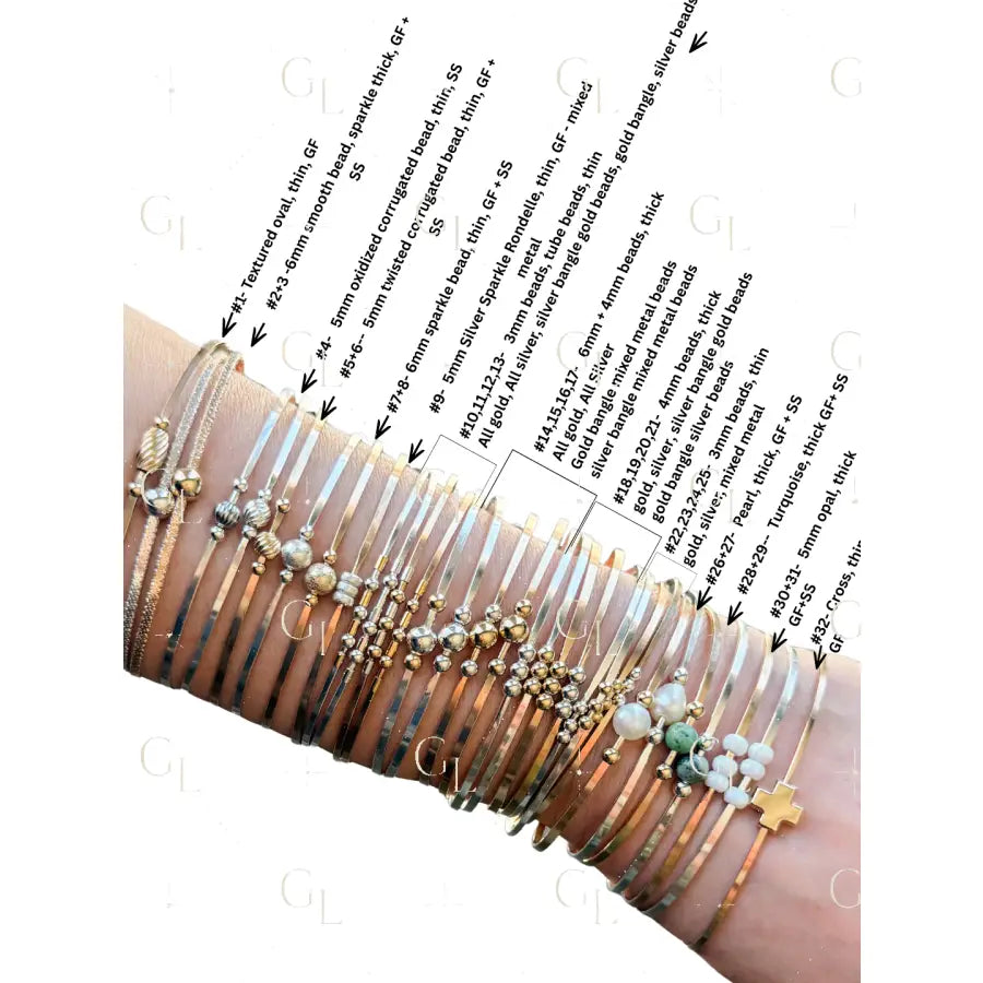 NEW! Beaded Permanent Jewelry Bangle - 14k Gold Fill Sterling Silver Mixed Metal