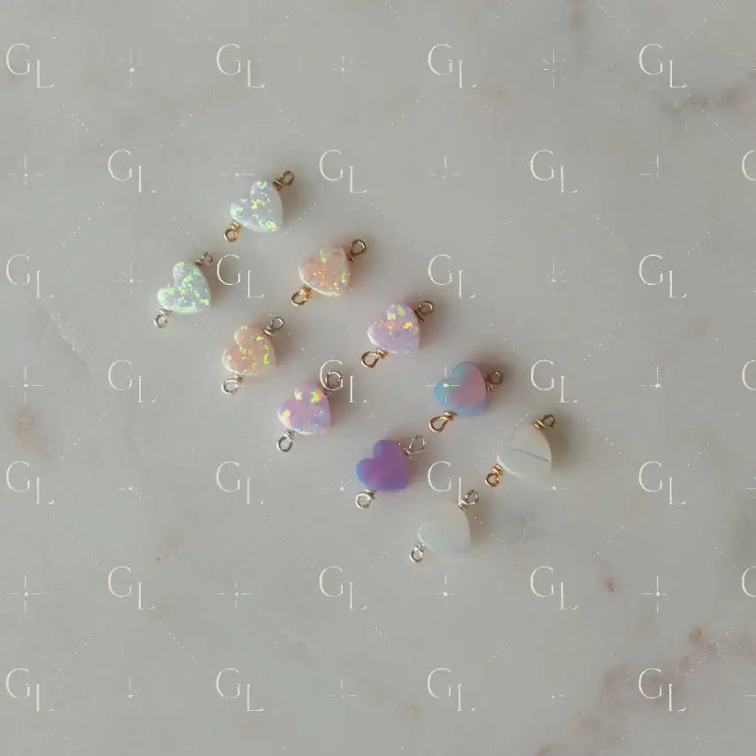 NEW COLORS! Opal + Pearl HEART Connectors