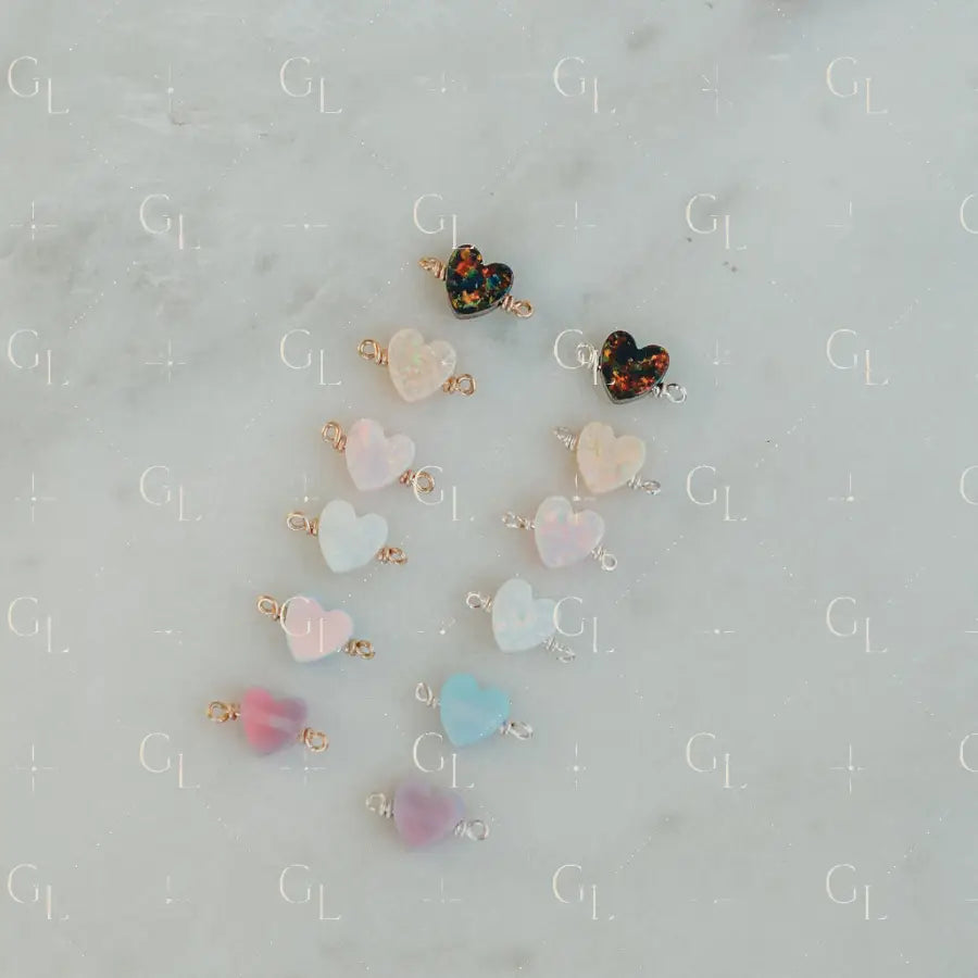 NEW COLORS! Opal + Pearl HEART Connectors