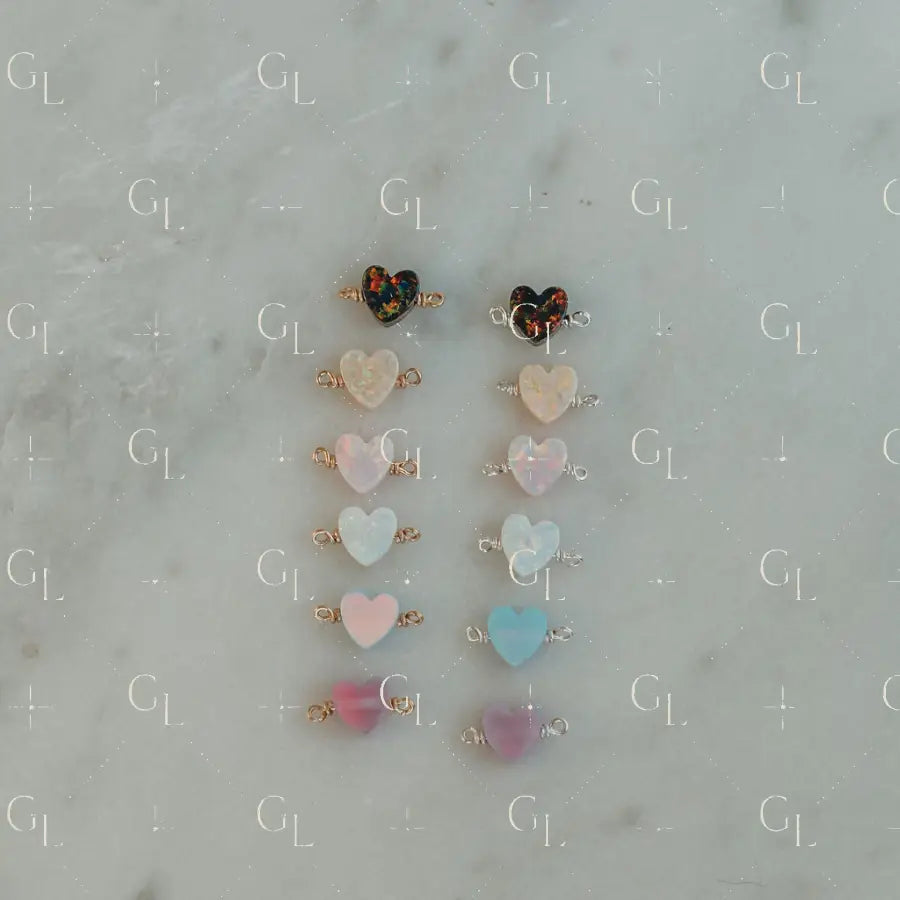 NEW COLORS! Opal + Pearl HEART Connectors