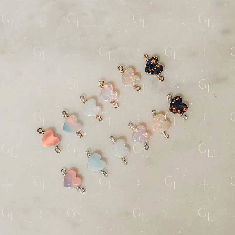 NEW COLORS! Opal + Pearl HEART Connectors