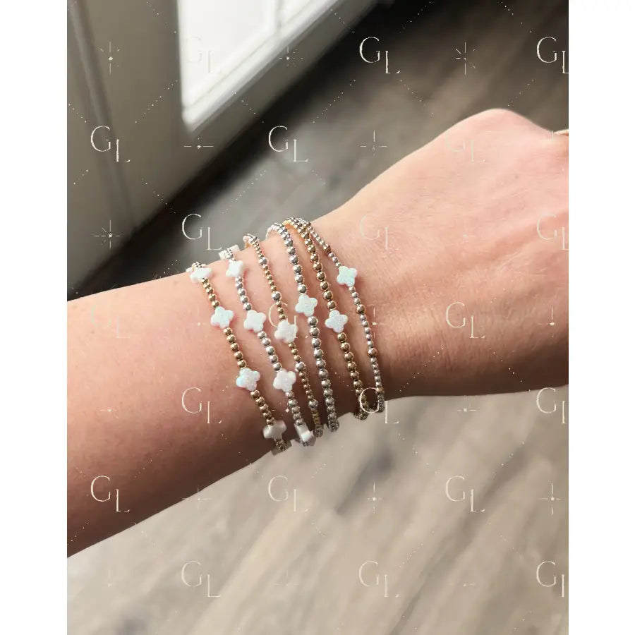 Opal Clover 14k Gold Fill + Sterling Silver Bracelet READY to SHIP