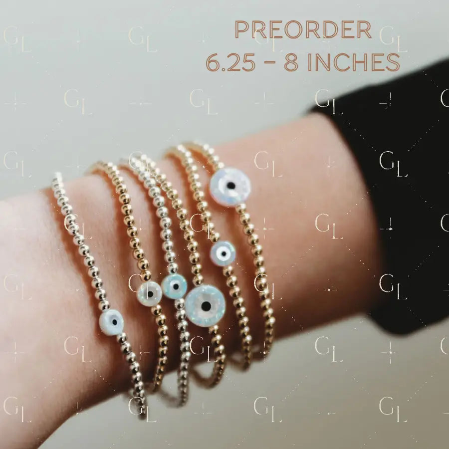 Opal Evil Eye Gold Fill + Sterling Silver Bracelet- PREORDER