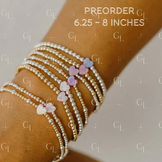 Opal Heart Gold Fill + Sterling Silver Bracelet- PREORDER